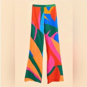 Farm Rio Colorful Leaves Flared Pants